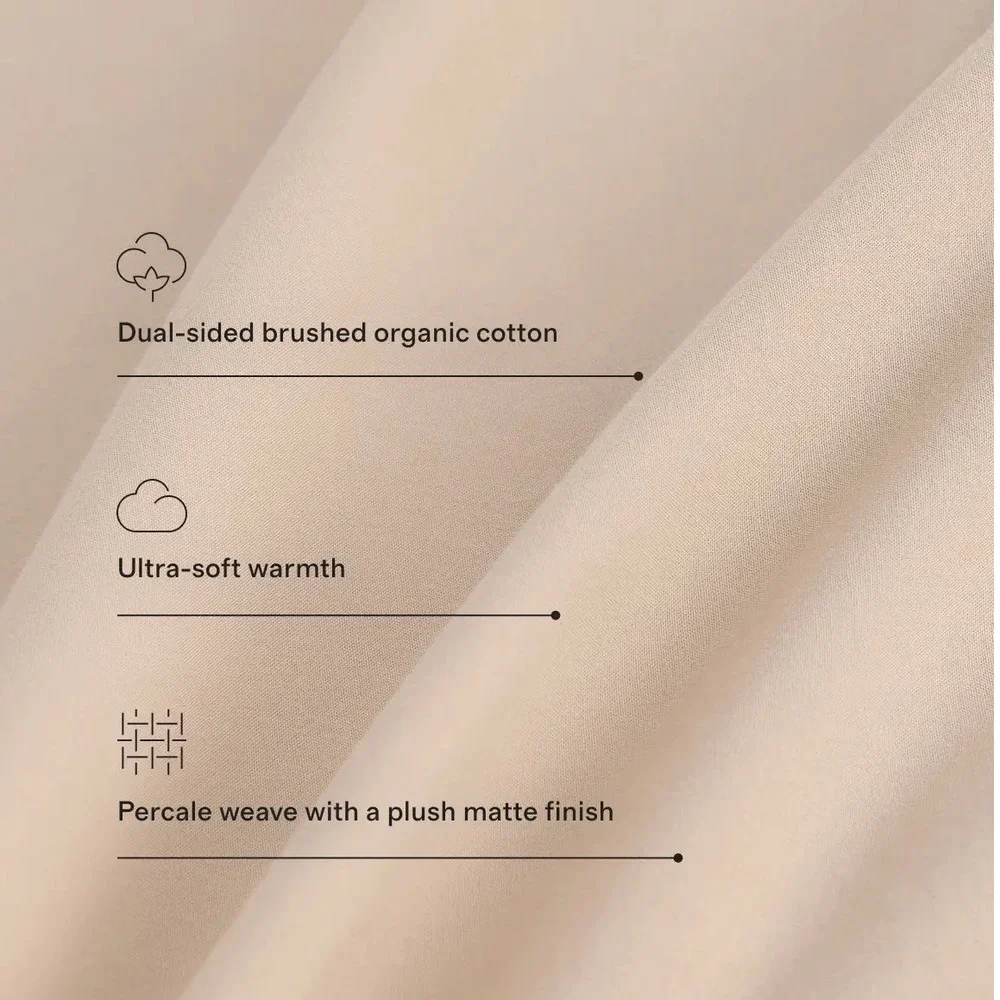 Quince Brushed Organic Cotton Duvet Cover Set Espresso Brown Full Queen Size NEW